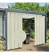 Easy-Going 100% Waterproof Outdoor Curtains Windproof Weatherproof Porch Curtains, Premium Thick ...