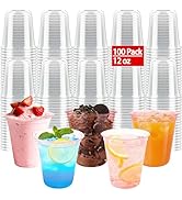 50 Pcs Pink Plastic Cups Disposable - 12 oz Stemless Wine Glasses Pink Party Cups Cocktail Clear ...