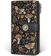 GIANCOMICS Butterfly Mushroom Womens Wallet RFID Blocking, Credit Card Holder Bifold, PU Leather ...