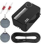 Pawfly Aquarium Air Pump with Dual Outlets Adjustable Quiet Oxygen Aerator Pump Kit with Airline ...