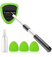 Windshield Cleaning Tool, 23-inch Extendable Handle Car Window Cleaner with 4 Reusable and Washab...