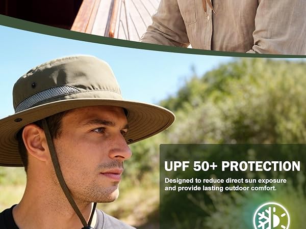 Connectyle Men's Sun Hat UPF 50+ Sun Protection Fishing Hiking Hat Cowboy Bucket Hat