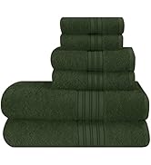 BOUTIQUO 6 Pack Cotton Towel Set, Contains 2 Bath Towels 28x55 inch, 2 Hand Towels 16x24 inch & 2...