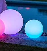 Mr.Go 20-inch Rechargeable LED Ball Light, Waterproof Outdoor Globe Lights w/Remote, 16 RGB Color...