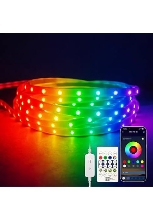 EZMYMA RGB+IC LED Strip Lights 3M,5V USB Self-Adhesive Light Strip,Flexible LED Lights for Bedroo...