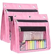 Yoeejob 1inch Expandable Pencil Pouch for 3 Ring Binder, 2 Pack Large Capacity Pencil Pouch with ...