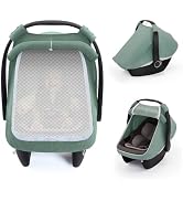 Blissful Diary Baby Car Seat Cover, Extra Large Mesh Window, Breathable Muslin Cotton, Infant Win...