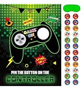 WERNNSAI Pin The Button on The Game - Gamer Party Decorations Birthday Games for Kids Party 21" x...
