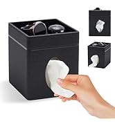 Cloudever Square Tissue Box Cover Holder with Tray for Kleenex/Puffs Cubes | Gift-Ready for Entry...