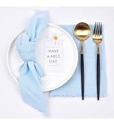 Joanlody Handmade Cloth Napkins 16.5x16.5 Inches Cotton Linen Napkins with Fringe Rustic Bulk Din...