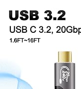 ZIKNYDO USB C to USB C Cable 6.6FT, USBC 3.2 Gen 2x2 20Gbps Data Transfer, PD3.1 240W Fast Chargi...