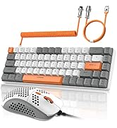 ZIYOU LANG RK-T8PR0 Wired 65% Mechanical Gaming Keyboard and Mouse Combo with RGB LED Backlit Ant...