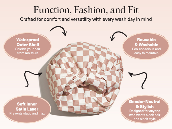 Large Wide Shower Cap for Women & Men Adjustable, Stylish Hair Cap for Shower, For Long & Short Hair