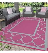 GENIMO 6' x 9' Outdoor Rug Waterproof for Patio Decor, Foldable Reversible Plastic Straw Area Rug...