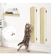 Apatal Wall Mounted Scratching Post for Cats 16 Inches Sisal Rope Cat Wall Scratcher Posts 2 Pack...