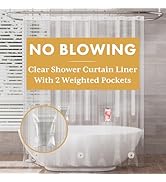 AmazerBath Shower Curtain Liner with 2 Weights Pockets, 72x72 Innovative No Blowing Clear Plastic...