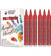 Red Acrylic Paint Marker Pens - 2-3mm Medium Tip, 6 Pack Permanent Red Water Based Paint Pen for ...