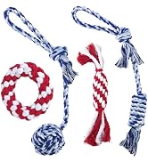 Depets Dog Rope Toys for Small Dogs, 4-Pack Durable Puppy Rope Chew Toys for Teething, Puppy Tug ...