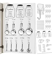Measuring Cup and Spoon Organizer Set, Kitchen Measurement Conversion Chart with 16 Clear Small H...