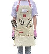 Berry&Bird Gardening Canvas Apron with Pockets Tool Aprons Adjustable Neck