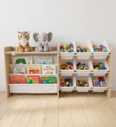 Humble Crew Toy Storage Organizer with Book Shelf and Top Shelf, 9 Removable Storage Bins for Kid...