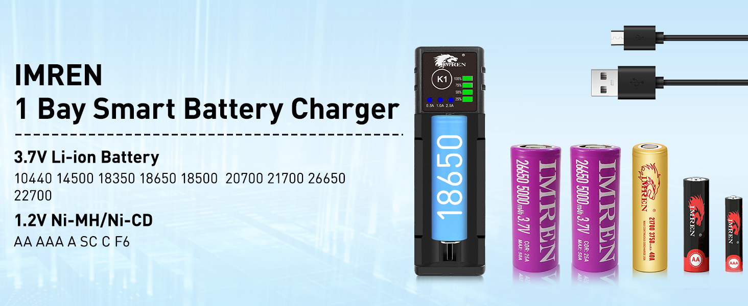 Single Slot 18350 Battery Charger 18500 Battery Charger 26650 Battery Charger