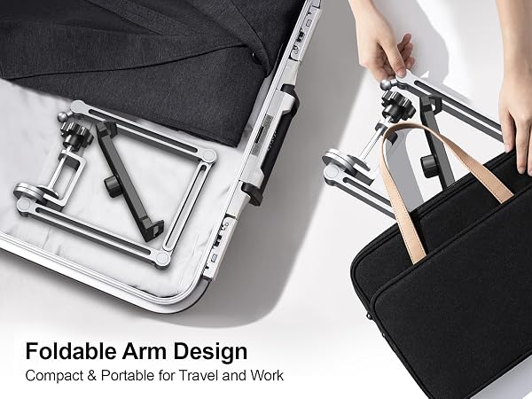 Foldable Arm Design Compact & Portable for Travel and Work