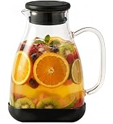 Spreccio Glass Pitcher with Lid, 68 oz(1/2 Gallon), Hot/Cold Glass Water Jug with Silicone Lid, B...