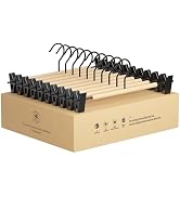 StorageWorks Pants Hangers with Clips, Wooden Clothes Hanger for Skirts, Jeans, Shorts, 10 Pack, ...