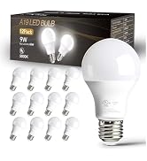 dalattin 12 Pack A19 LED Bulbs, 9W Equivalent 60 Watts, E26 Base, 5000K Daylight White, 800 LM, E...