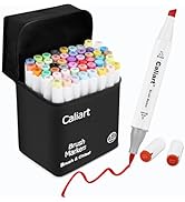 Caliart Alcohol Markers Brush Tip, 51 Colors Dual Tip Artists Coloring Markers Set Brush & Chisel...