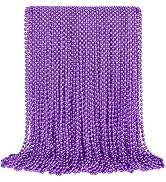 SHAOQINLIN 100Pcs Purple Mardi Gras Beads, Purple Oval Beads Necklaces 30.5" Metallic Beaded Cost...