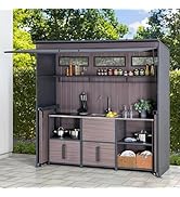 Sunjoy Outdoor Kitchen, 4-Pieces Grill Kitchen with Sink, Open Storage Shelf and Island Counter