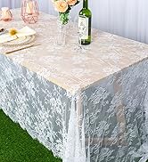 Lace Table Cloths Rectangle Scalloped Tablecloth Lace for Tables White Lace Tablecloths