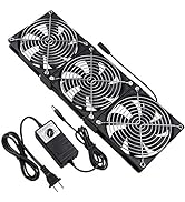 Wathai Dual Ball 3 x 120mm DC 12V Big Airflow Fan with 110V - 240V AC Speed Controller for DIY Ca...