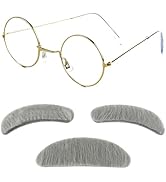4E's Novelty Old Man Costume For Kids Boys - Glasses With Gray Stick On Fake Mustache & Eyebrows ...