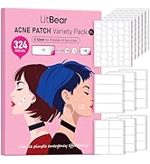 LitBear Large Pimple Patches, 5 Sizes 324 Patches Big Acne Patches, XL Hydrocolloid Bandages for ...