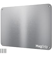 9 inches x 6.5 inches Stainless Steel Plate for Magnets, 3M Adhesive Back, Mounting Screws, Ideal...
