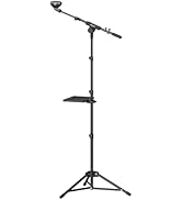 PHENYX PRO Microphone Stand with 22x16cm Large Tray, Adjustable Stand Height, Dual Mic Clips & Ca...
