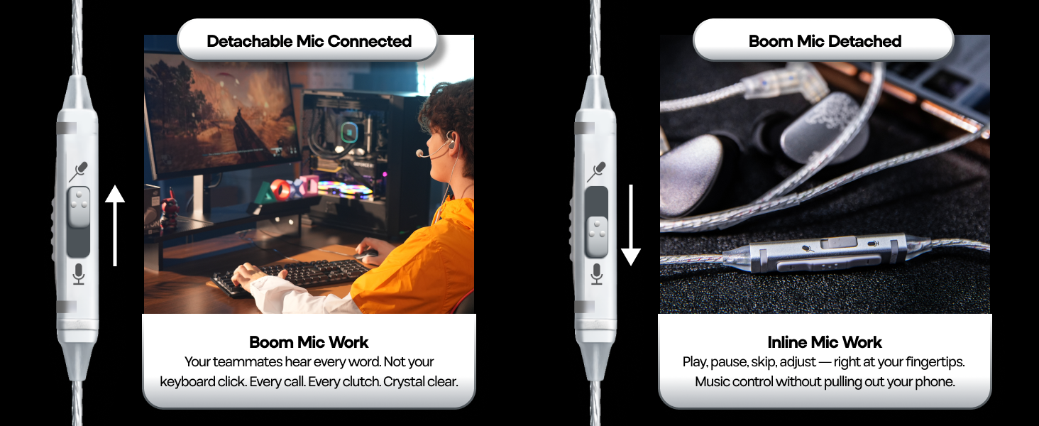 Kiwi Ears S-link IEM Cable with Boom Mic