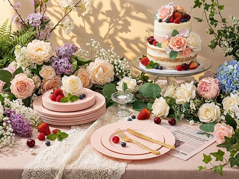 pink plates for party