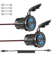 2PACK 90W Dual PD & Dual Quick Charge 3.0 Qidoe USB C 12V Outlet,4 Port with Power Switch, Car Ch...