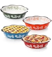 Cedilis 4 Pack Ceramic Mini Pie Pans, 6 inch Pot Pies Pan with Fluted Rims, 10oz Small Pie Dish f...