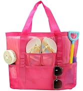 ASBEFORE Mesh Beach Bag Shower Caddy for Dorm Room Essentials, Portable 9-Pockets Large Hanging S...