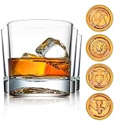 JBHO Premium Crystal Whiskey Glasses, Animal Imprinted Double Old Fashioned Glass, Lowball Rocks ...