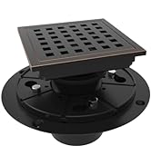 WEBANG 4 Inch Square Shower Floor Drain with Flange,Quadrato Pattern Grate Removable,Food-grade S...