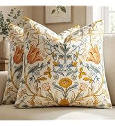 GIGIZAZA Decorative Pillow Covers 18x18 - Set of 2 Velvet Soft Vintage Throw Pillows William Morr...