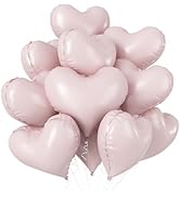 Pink Heart Balloons, 20 Inch Light Baby Pink Heart Shape Foil Mylar Balloons 10 Pcs Dusty Pink Bo...