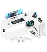 ODK 61'' L Shaped Desk with 4 Drawers, Reversible Corner Computer Desk with Storage, Power Outlet...