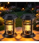 Solar Lanterns Outdoor Waterproof 2 Pack Hanging Solar Lights for Outside, 800mAh Bright LED Upgr...